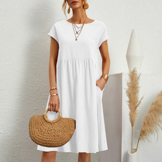 💐🌸 Cotton dress with round neck for women🌸💐