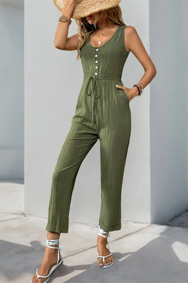 Talia | Women's V-Neck Sleeveless Jumpsuit