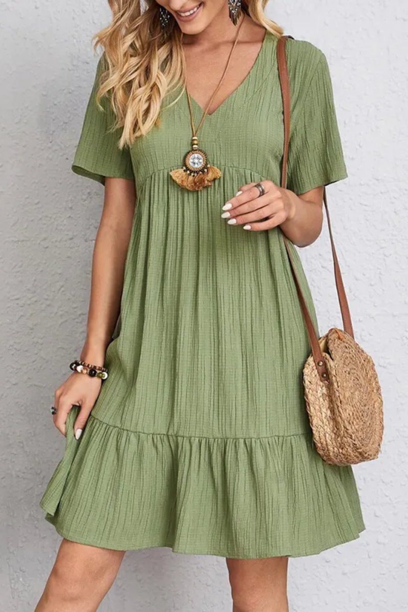Chloe | Women's V-Neck Ruffle Dress
