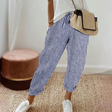 Christa - Casual pants with vertical stripes