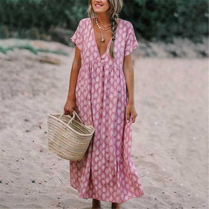 LD Hippie dress with V-neck