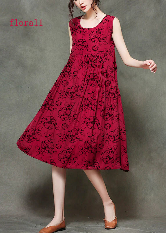 LP | Sleeveless long dresses with O-neck and gathered neckline