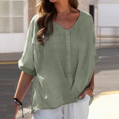 ByLina - V-neck blouse with buttons