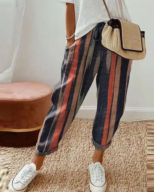 Casual linen pants for ladies with pockets