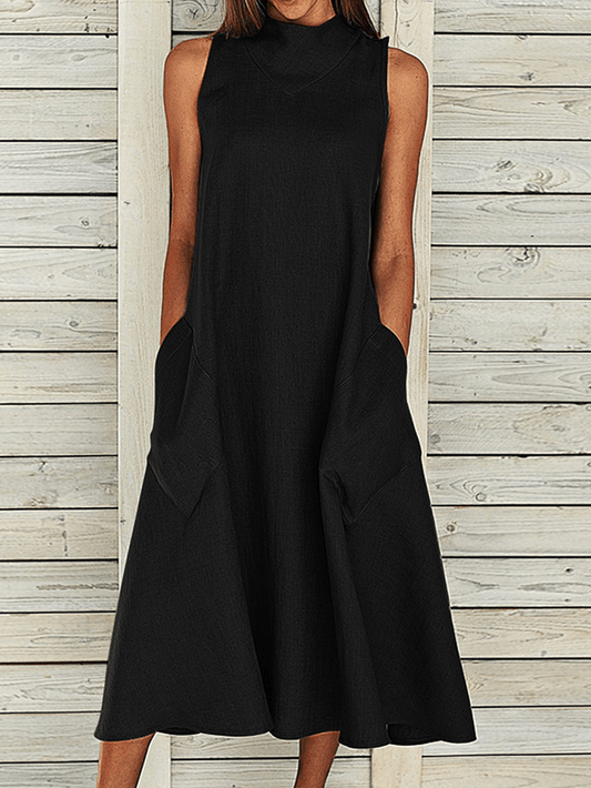 LP | Simple side pocket, women's casual dress, loose.