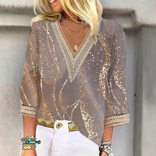 MonLu - V-Neck Blouse