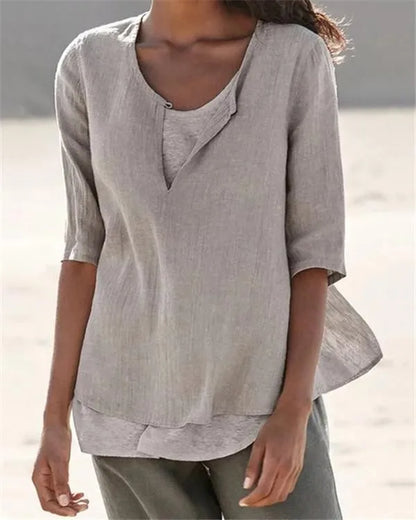 LP | Women's Clothing Half Sleeve V-neck Casual Solid Shirts