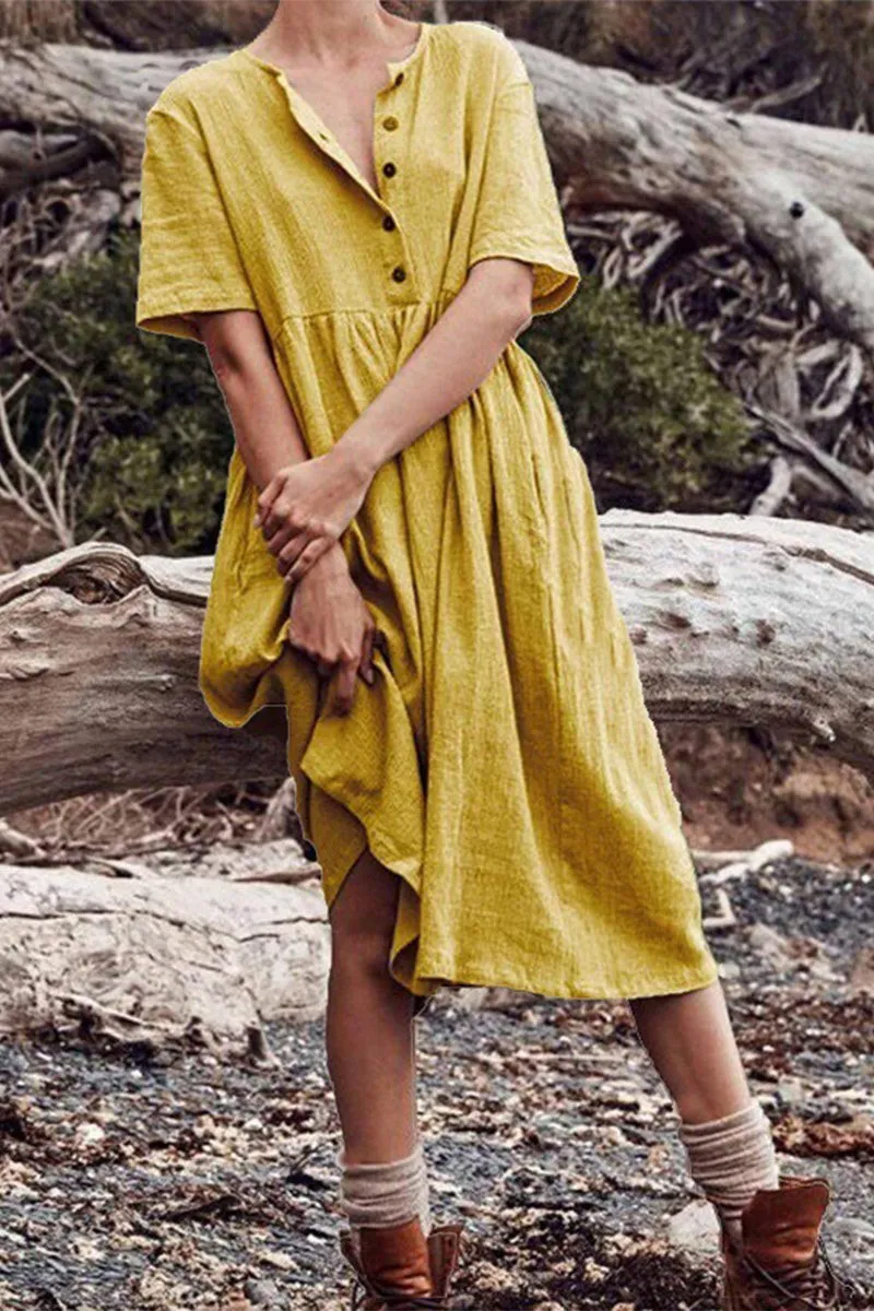 LP | Simple patchwork dress with O-neck and A-line.