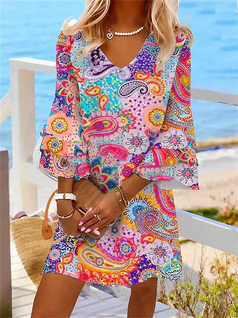Colorful summer dress with print