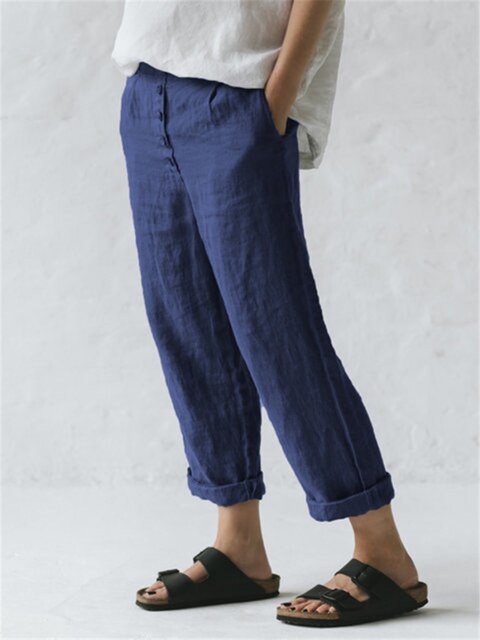 cotton linen pants with pockets