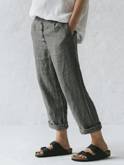 Constantia - Cotton-linen pants with pockets