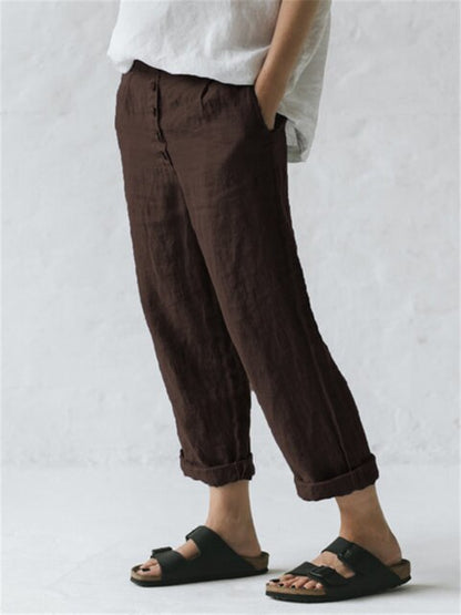 cotton linen pants with pockets