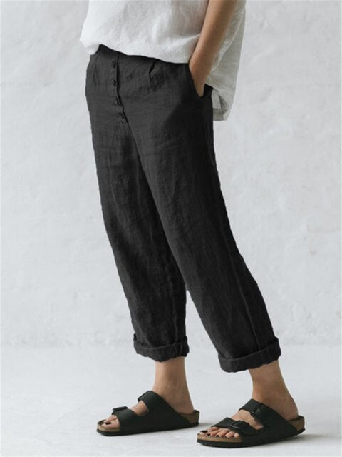 Constantia - Cotton-linen pants with pockets