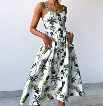 LP | Sexy summer midi dress with beach print
