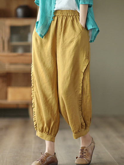 Short harem pants with ruffles