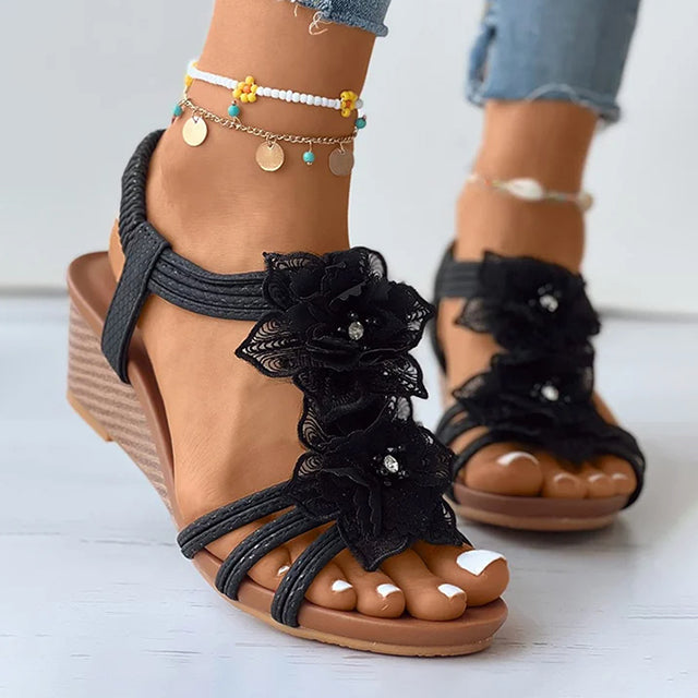LP | Wedge sandals and floral decorations