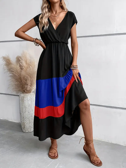 LP | Pleated dress with color blocks