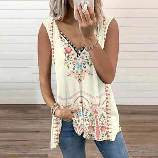 LP | Elegant and casual blouse with floral pattern and zipper closure