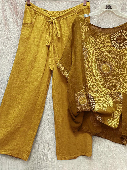 Two-piece set with free bohemian print
