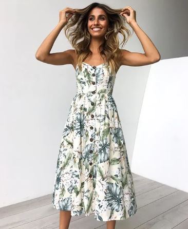 LP | Sexy summer midi dress with beach print