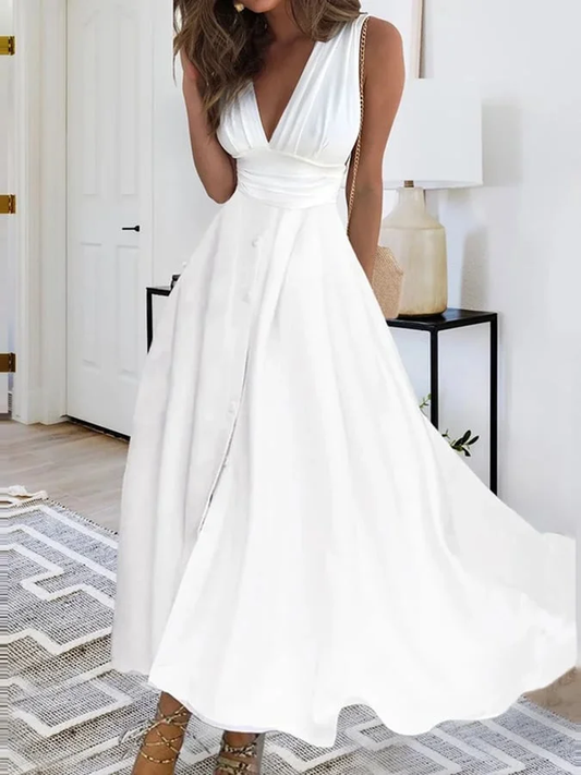 LP | Elegant long banquet dress with crossover V-neckline