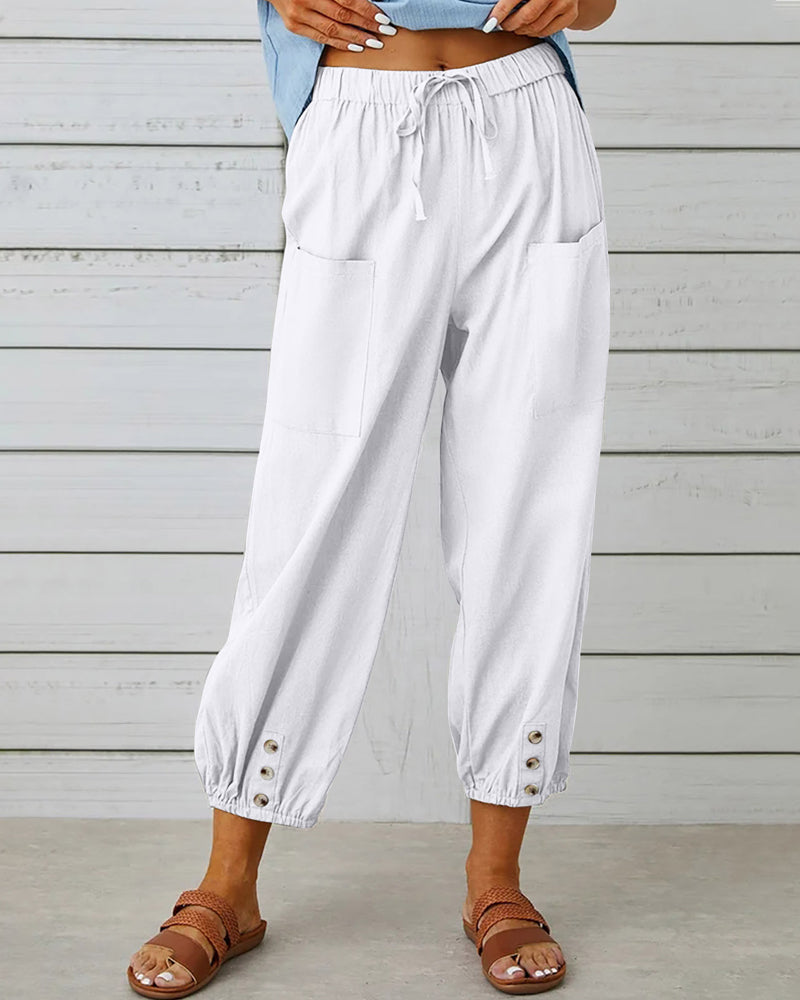 LP | Comfortable cargo pants with drawstring and buttons