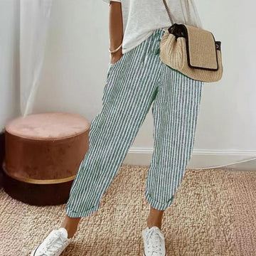 Casual pants with vertical stripes
