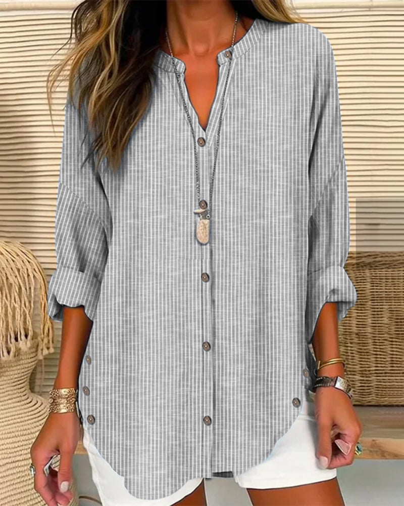 LP | Fashionable top with striped print and V-neckline