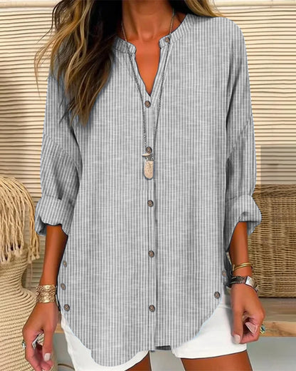 LP | Fashionable top with striped print and V-neckline