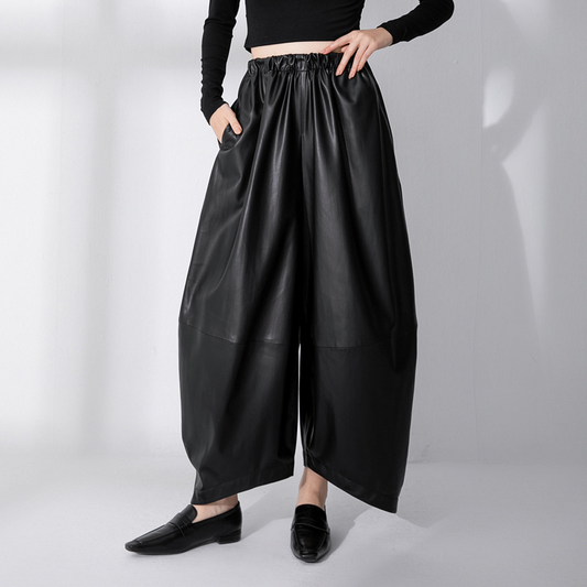 High-waisted leather pants for ladies