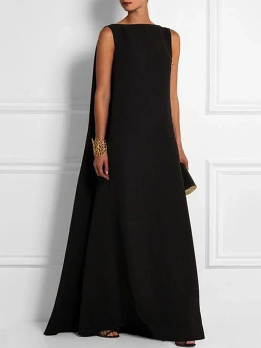 LP | Vintage sleeveless fabric dress with round neckline