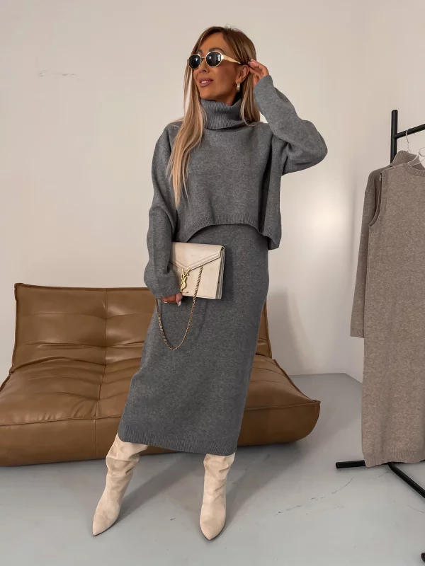 LP | Midi dress set with turtleneck for women