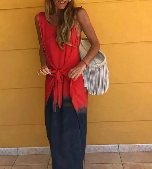 Stylish two-tone sleeveless dress