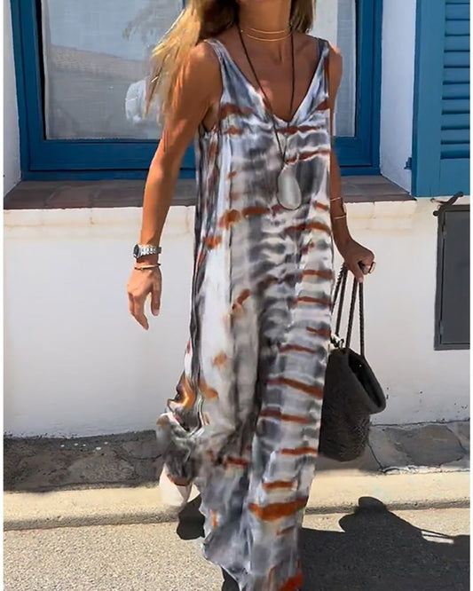 LD Sleeveless tie-dye summer dress