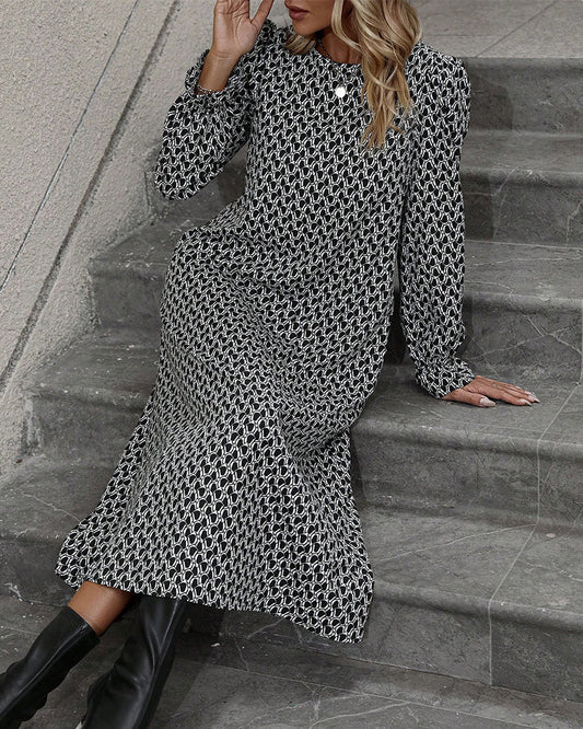 LP | Printed dress with round neckline