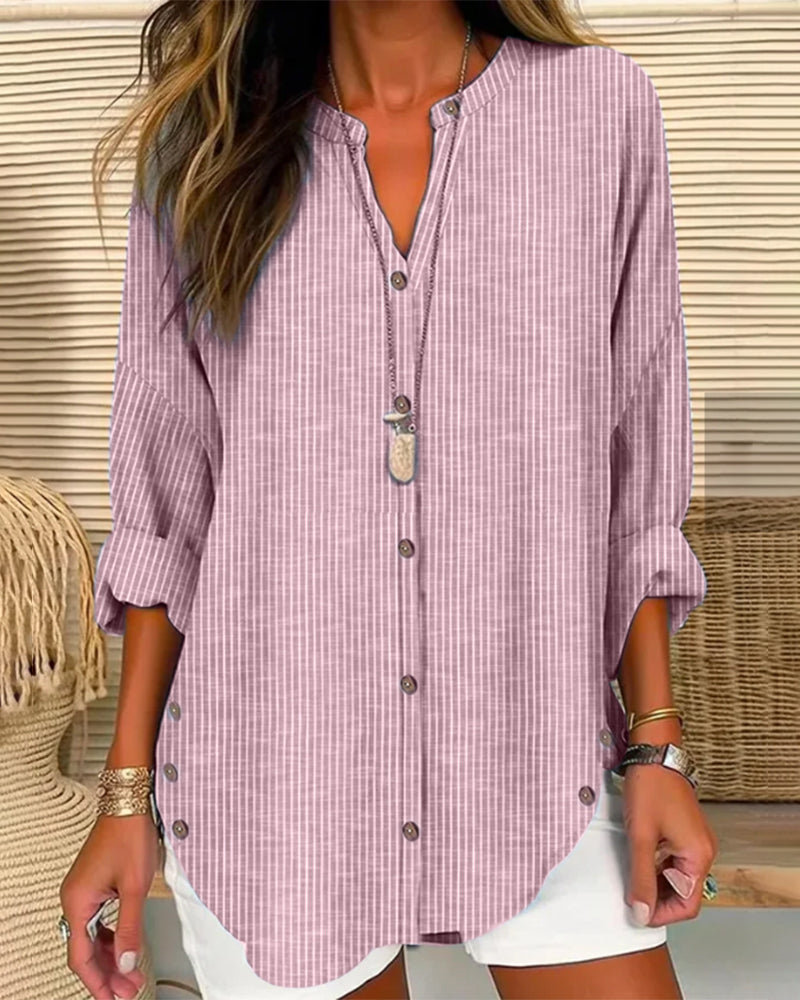 LP | Fashionable top with striped print and V-neckline
