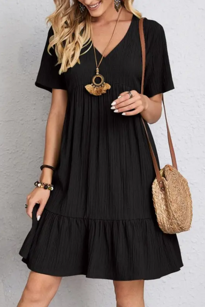 Chloe | Women's V-Neck Ruffle Dress