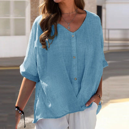 ByLina - V-neck blouse with buttons