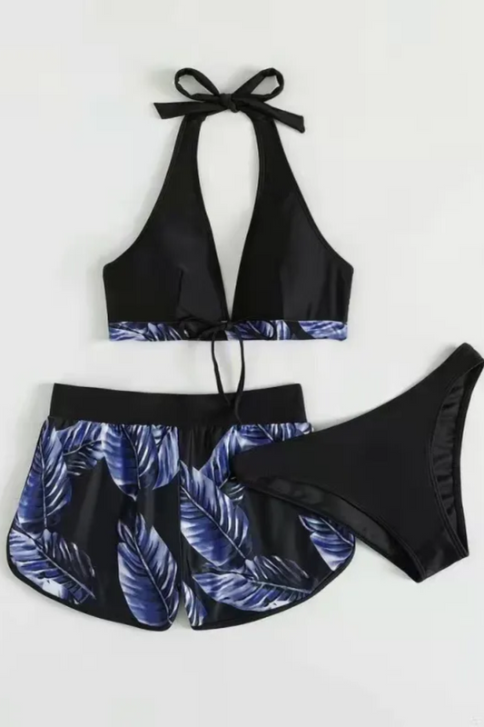 Ava | Women's 3-Piece Leaf Print Bikini Set