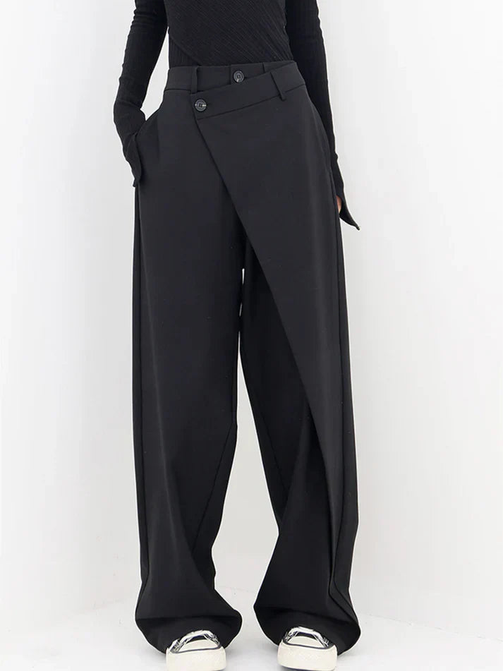 Versatile asymmetric baggy pants for women