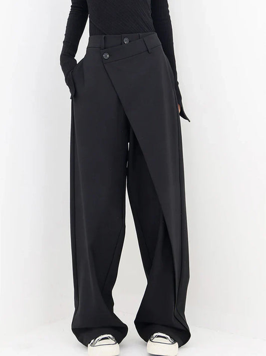 Versatile asymmetric baggy pants for women