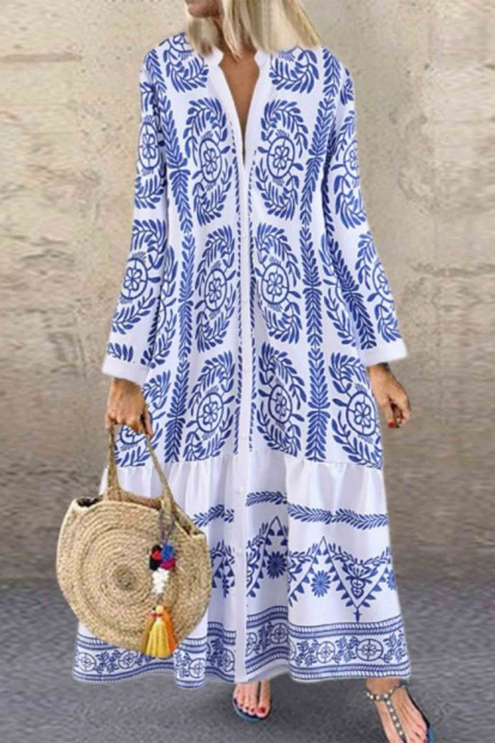 LP | Long dress with high neck and street print