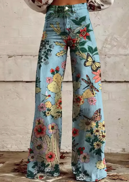 Wide pants with colorful print