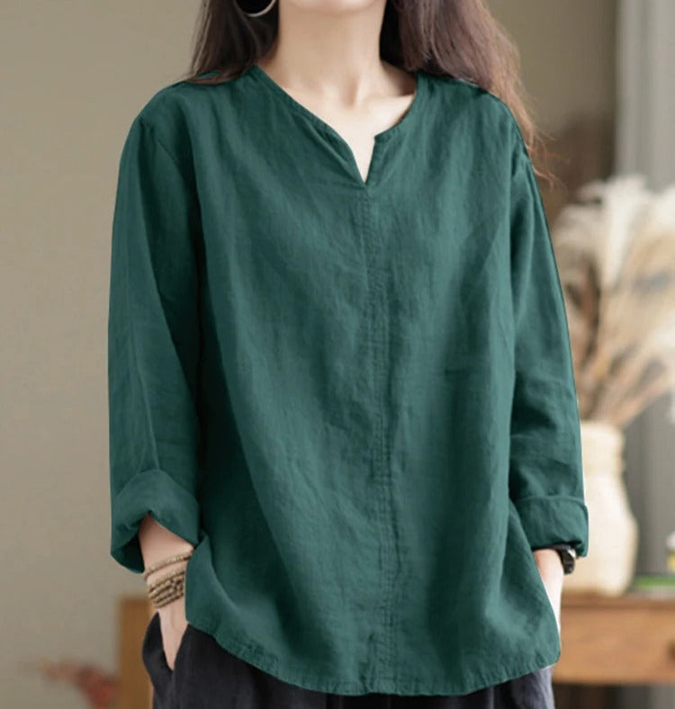 LP | V-neck cotton blouse