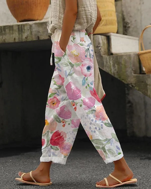 Loose pants with floral pattern Reagan for ladies