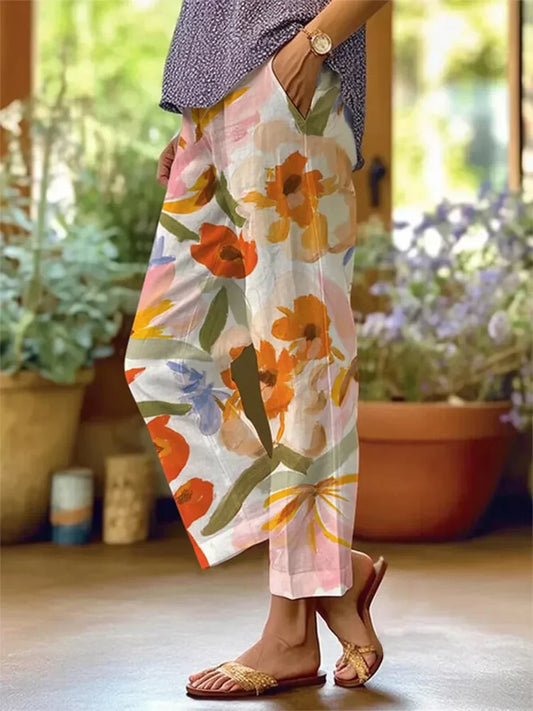 Women's pants with floral design