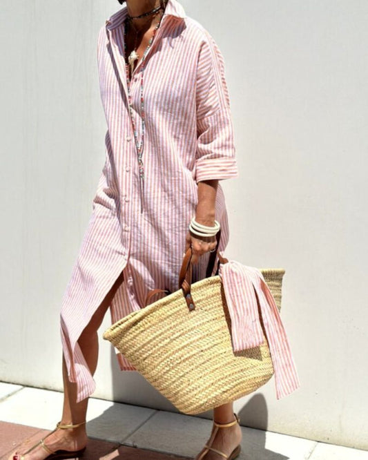 Classic shirt dress with elegant lacing