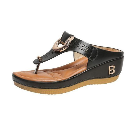 ADELAIDE - Leather Wedge Sandals
