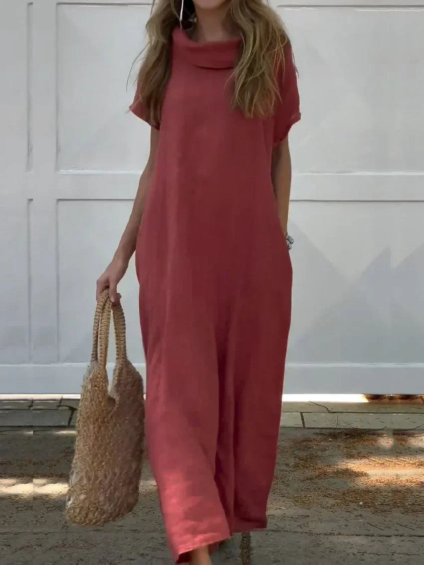 LP | Linen dress with welt pockets