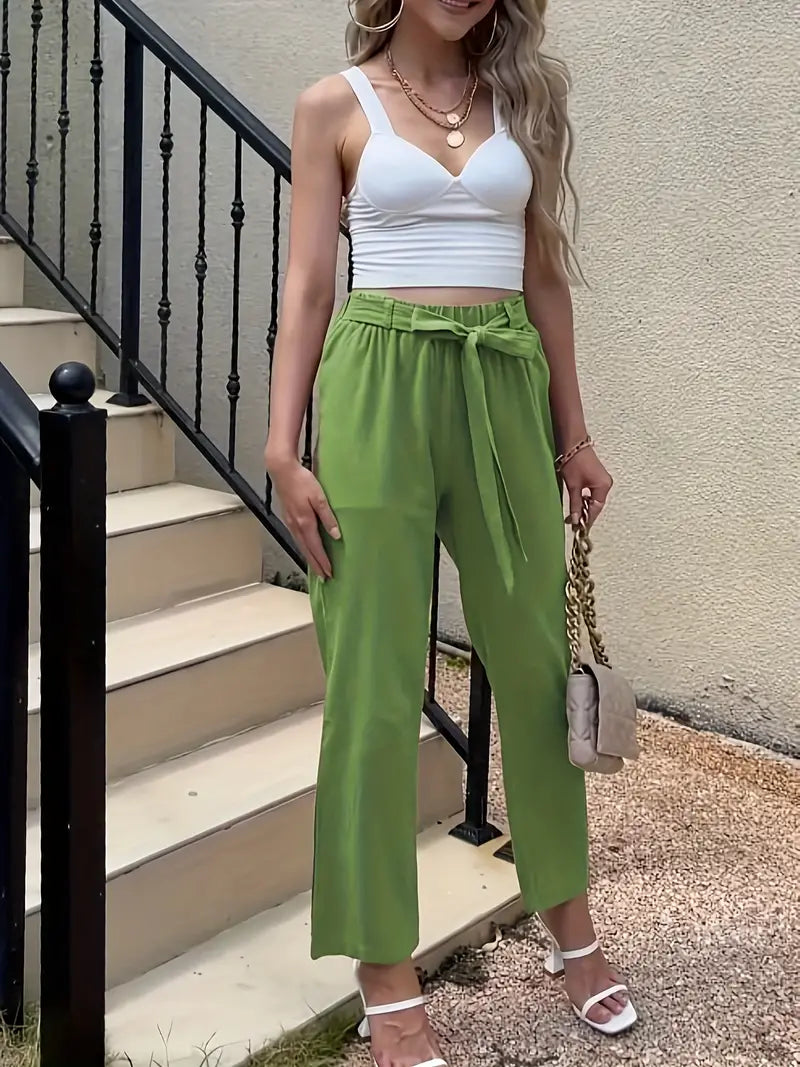 plain casual pants with tie